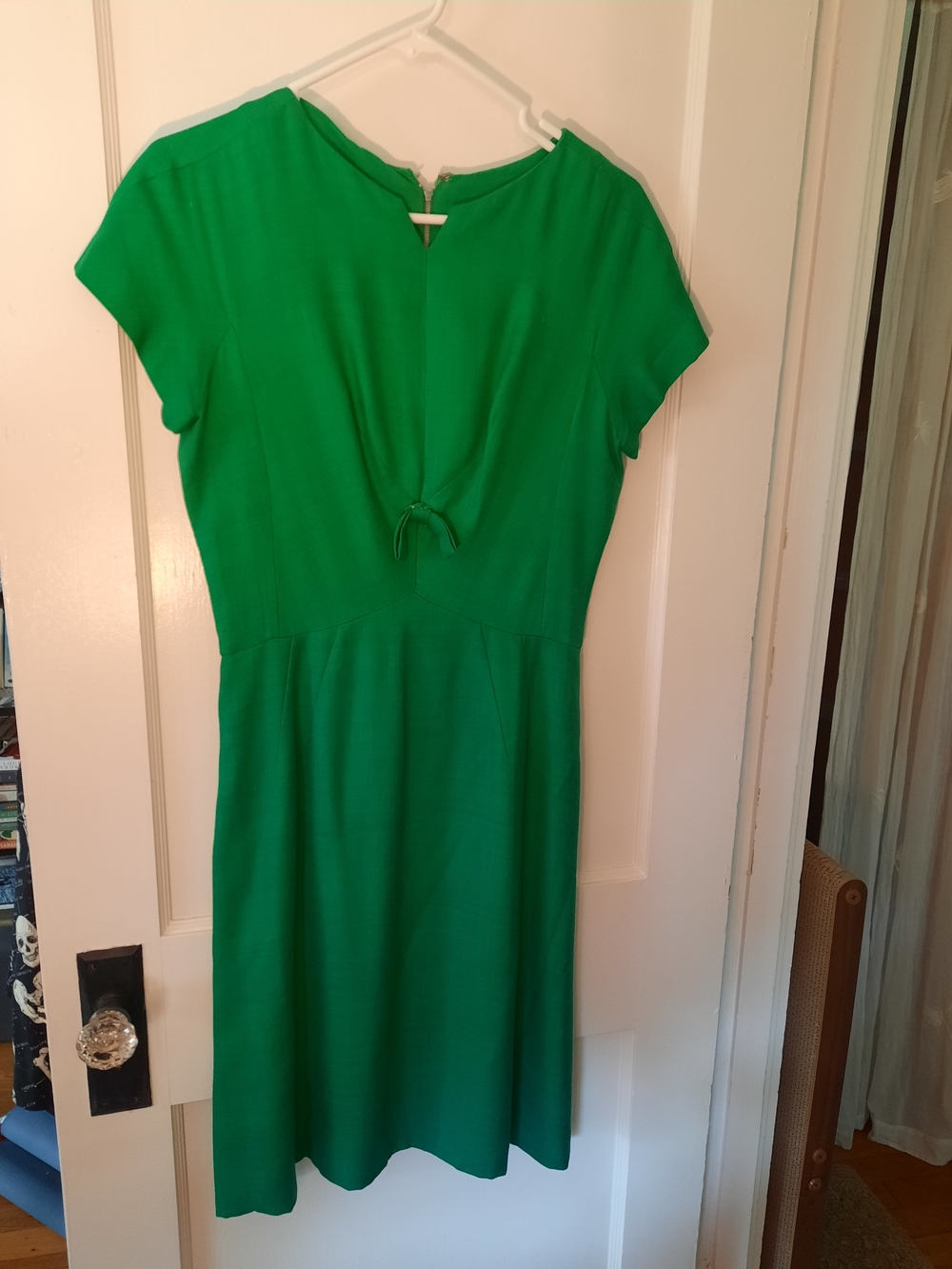 VINTAGE Handmade Green Short-Sleeve Dress